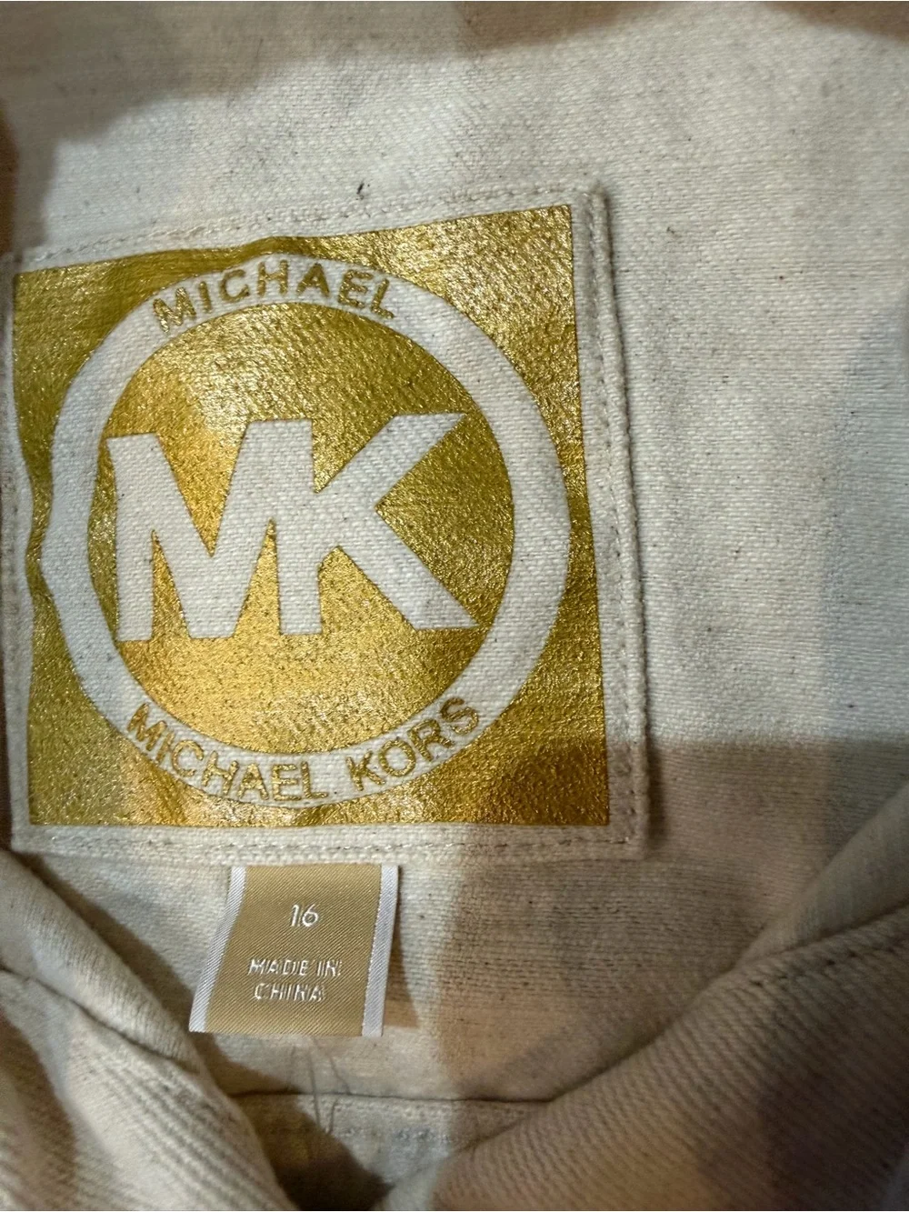 Michael Kors Cream Short-Sleeve Button-Front Mini Dress